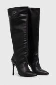 Шкіряні чоботи Just Cavalli жіночі колір чорний на шпильці 75RA3S06 ZP273 899