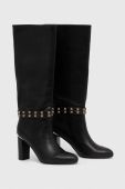 Шкіряні чоботи Just Cavalli жіночі колір чорний каблук блок 75RA3S61 ZP274 899