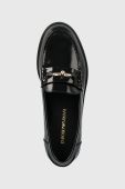 Шкіряні мокасини Emporio Armani жіночі колір чорний на плоскому ходу X3A101 XF328 K001