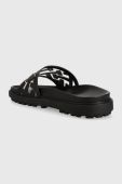 Шкіряні шльопанці Tommy Hilfiger TH ELEVATED FLAT SANDAL жіночі колір чорний на платформі FW0FW07407