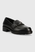 Шкіряні мокасини Tommy Hilfiger TH ICONIC LOAFER жіночі колір чорний на плоскому ходу FW0FW07412