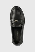 Шкіряні мокасини Tommy Hilfiger TH ICONIC LOAFER жіночі колір чорний на плоскому ходу FW0FW07412