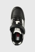 Шкіряні кросівки Tommy Jeans TJW VELCRO FLATFORM колір чорний EN0EN02210
