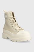Черевики Tommy Jeans TJW FOXING CANVAS BOOT жіночі колір бежевий на платформі EN0EN02216