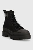 Черевики Tommy Jeans TJW FOXING CANVAS BOOT жіночі колір чорний на платформі EN0EN02216