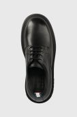 Шкіряні туфлі Tommy Jeans TJW AVA LACE UP жіночі колір чорний на платформі EN0EN02219