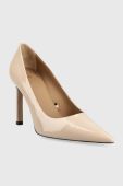 Шкіряні туфлі BOSS Janet Pump 90-P_N колір бежевий 50498758