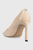Шкіряні туфлі BOSS Janet Pump 90-P_N колір бежевий 50498758