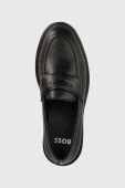 Шкіряні мокасини BOSS Vanity жіночі колір чорний на платформі 50498808
