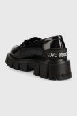 Шкіряні мокасини Love Moschino жіночі колір чорний на платформі JA10045G1HIB0000