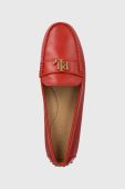 Шкіряні туфлі Lauren Ralph Lauren Barnsbury жіночі колір червоний на плоскому ходу 802852847013