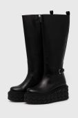 Шкіряні чоботи Patrizia Pepe жіночі колір чорний на платформі 8Y0057 L078 K103
