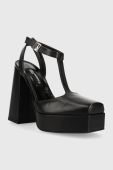 Шкіряні туфлі Karl Lagerfeld Jeans SOIREE PLATFORM KLJ колір чорний каблук блок відкрита п'ята KLJ93111