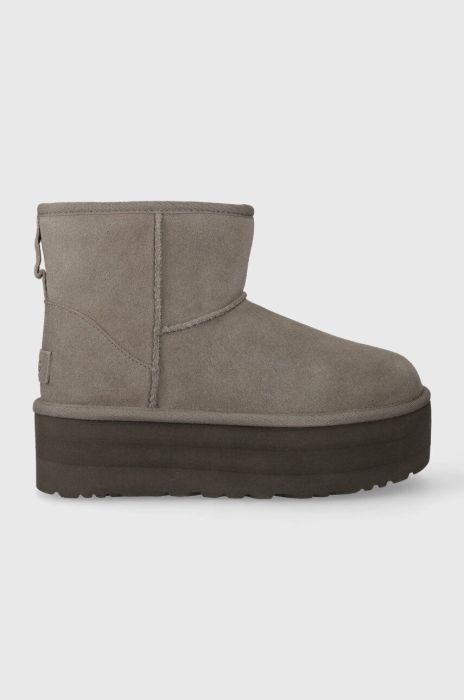Замшеві чоботи UGG Classic Mini Platform колір сірий 1134991