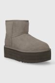 Замшеві чоботи UGG Classic Mini Platform колір сірий 1134991