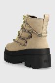 Замшеві черевики UGG Brisbane Lace Up жіночі колір бежевий на платформі 1143841