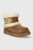 Замшеві чоботи UGG Ultra Mini Ugg Fluff колір коричневий 1145410