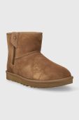 Замшеві чоботи UGG Classic Mini Bailey Zip колір коричневий 1151230