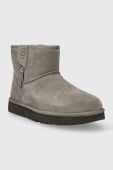 Замшеві чоботи UGG Classic Mini Bailey Zip колір сірий 1151230