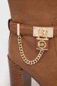 Шкіряні чоботи MICHAEL Michael Kors Hamilton жіночі колір коричневий каблук блок 40F3HAHB5L