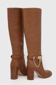Шкіряні чоботи MICHAEL Michael Kors Hamilton жіночі колір коричневий каблук блок 40F3HAHB5L