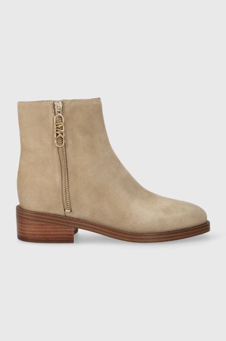 Замшеві черевики MICHAEL Michael Kors Regan жіночі колір бежевий на плоскому ходу 40F3RGME5S