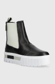 Шкіряні черевики Puma Mayze Chelsea Winter Wns жіночі колір чорний на платформі злегка утеплена