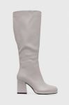 Чоботи Pinko Elgar жіночі колір сірий каблук блок 102316 A1D9 I41