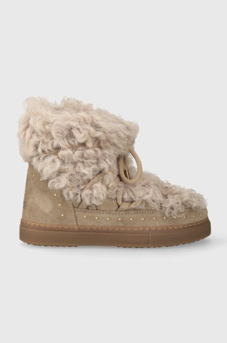 Шкіряні чоботи Inuikii Long Curly колір бежевий 75202-051