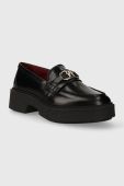 Шкіряні мокасини Tommy Hilfiger TH HARDWARE LOAFER жіночі колір чорний на платформі FW0FW07329