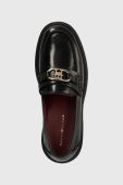 Шкіряні мокасини Tommy Hilfiger TH HARDWARE LOAFER жіночі колір чорний на платформі FW0FW07329