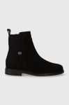 Замшеві черевики Tommy Hilfiger TOMMY ESSENTIALS BOOT жіночі колір чорний на плоскому ходу FW0FW07474