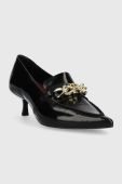 Шкіряні туфлі Tommy Hilfiger TH CHAIN POINTY PUMP колір чорний FW0FW07527