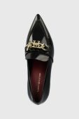 Шкіряні туфлі Tommy Hilfiger TH CHAIN POINTY PUMP колір чорний FW0FW07527