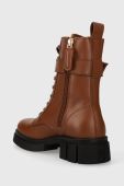 Шкіряні черевики Tommy Hilfiger COOL FEMININE BIKERBOOT жіночі колір коричневий на плоскому ходу FW0FW07322