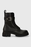 Шкіряні черевики Tommy Hilfiger COOL FEMININE BIKERBOOT жіночі колір чорний на плоскому ходу FW0FW07322