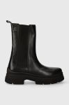 Шкіряні черевики Tommy Hilfiger ESSENTIAL LEATHER CHELSEA BOOT жіночі колір чорний на плоскому ходу FW0FW07490