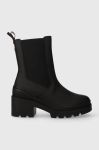 Черевики Tommy Hilfiger RUBBERIZED MID HEEL BOOT жіночі колір чорний каблук блок FW0FW07520