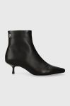 Шкіряні черевики Tommy Hilfiger POINTY KITTEN HEEL BOOT жіночі колір чорний маленький підбор FW0FW07538