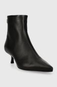 Шкіряні черевики Tommy Hilfiger POINTY KITTEN HEEL BOOT жіночі колір чорний маленький підбор FW0FW07538
