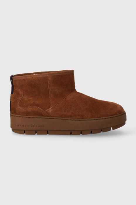 Замшеві чоботи Tommy Hilfiger COOL SUEDE SNOWBOOT колір коричневий FW0FW07662