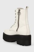 Шкіряні черевики Tommy Jeans TJW BOOT ZIP UP жіночі колір білий на плоскому ходу EN0EN02305