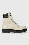 Черевики Tommy Jeans TJW LACE UP BOOT жіночі колір бежевий на платформі EN0EN02314