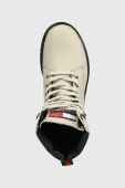 Черевики Tommy Jeans TJW LACE UP BOOT жіночі колір бежевий на платформі EN0EN02314