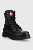 Черевики Tommy Jeans TJW LACE UP BOOT жіночі колір чорний на платформі EN0EN02314