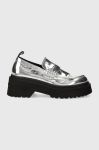 Мокасини Tommy Jeans TJW CHUNKY LOAFER METALLIC жіночі колір срібний на платформі EN0EN02321