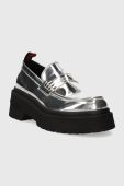 Мокасини Tommy Jeans TJW CHUNKY LOAFER METALLIC жіночі колір срібний на платформі EN0EN02321