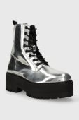 Черевики Tommy Jeans TJW FLATFORM ZIP UP METALLIC жіночі колір срібний на платформі EN0EN02403