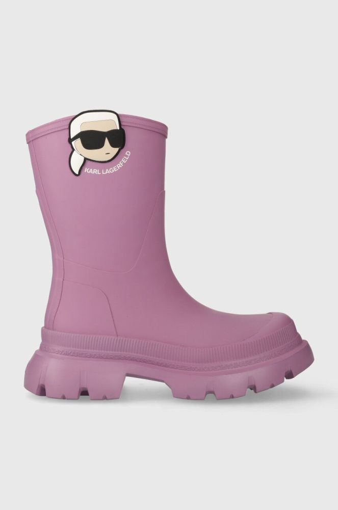 Гумові чоботи Karl Lagerfeld TREKKA RAIN NFT жіночі колір фіолетовий KL43567