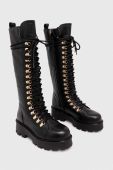 Шкіряні чоботи Twinset жіночі колір чорний на платформі 232TCT122